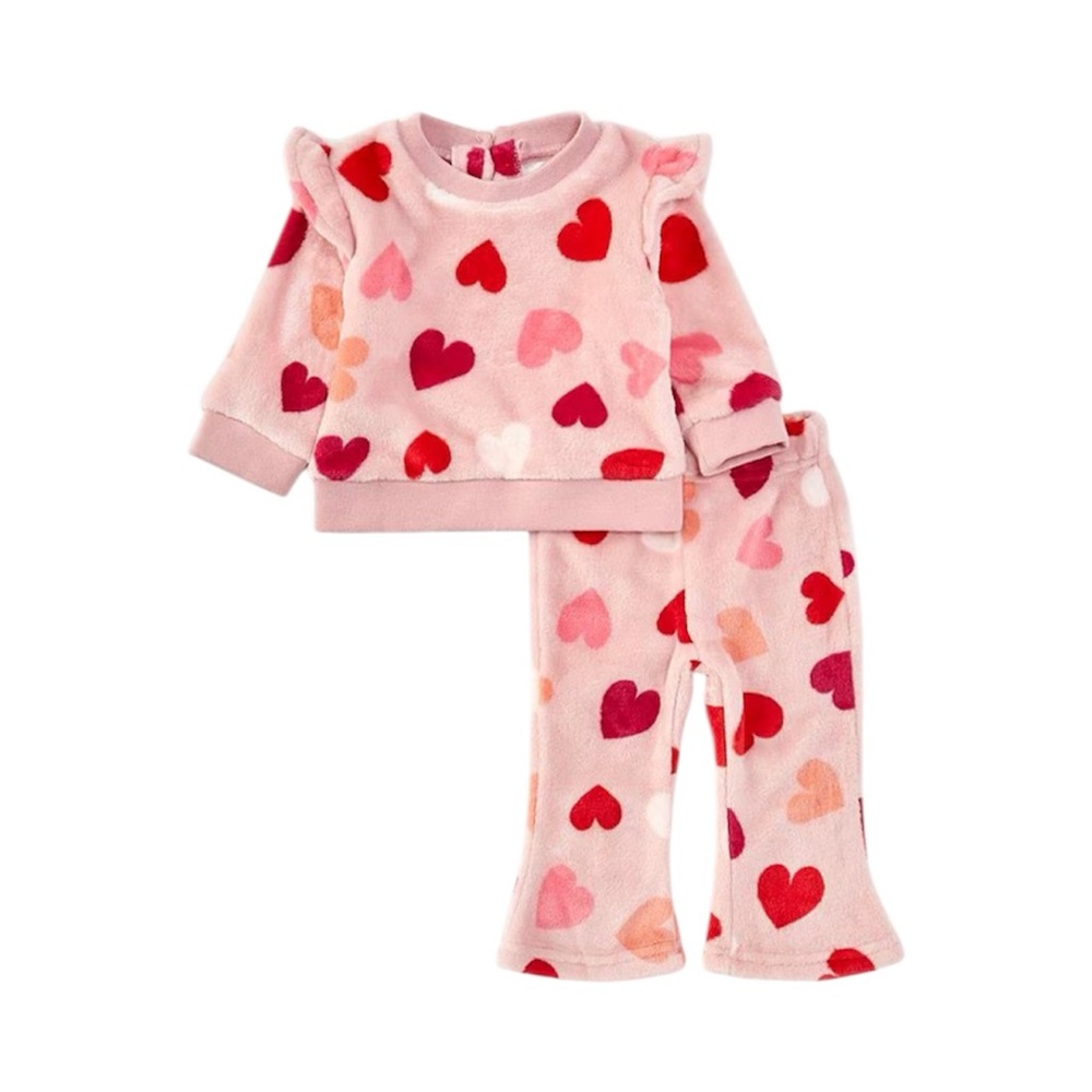 RARE EDITIONS, Baby Girl, Valentine's Day Coming Pink and Red Heart 2-Piece Set